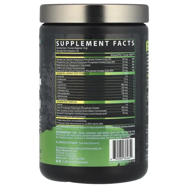 Nutrex Research, EAA + Hydration, Lemon Lime, 13.76 oz (390 g)