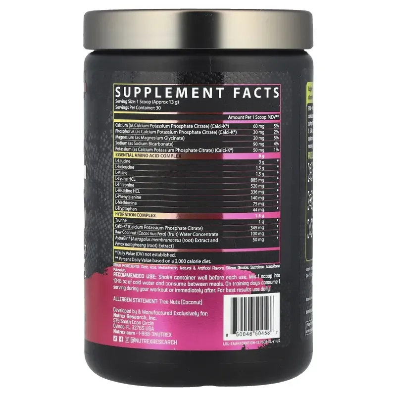 Nutrex Research, EAA + Hydration, Pink Lemonade, 13.76 oz (390 g)