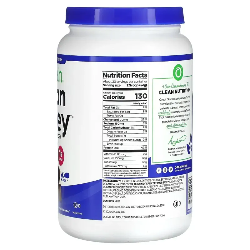 Сироватковий протеїн від корів на вільному випасі, у вигляді порошку, Сливочно-шоколадний фадж, Orgain, 1,82 фунта (828 г)