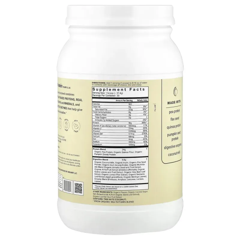 Organifi, Plant Based Complete Protein, Vanilla, 2 lbs 7.58 oz (1.122 kg)Organifi Растительный Полноценный Протеин