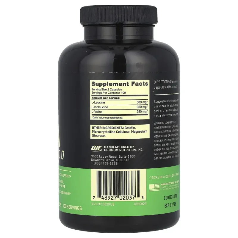 Комплекс аминокислот Optimum Nutrition (BCAA 1000) 200 капсул