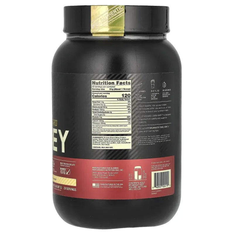 Сывороточный протеин изолят Optimum Nutrition (100% Whey Gold Standard) 909 г со вкусом французской ванили