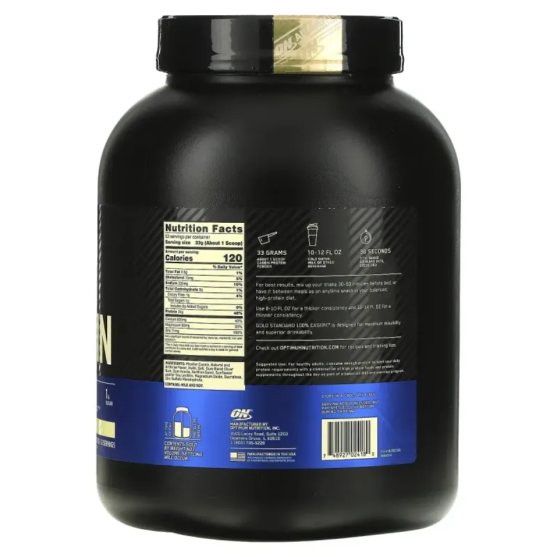 Optimum Nutrition, Gold Standard® 100% Casein , Creamy Vanilla, 3.86 lb (1.75 kg)