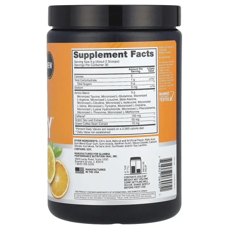 Optimum Nutrition, Essential Amin.o. Energy, Citrus Spritz, 9.5 oz (270 g)