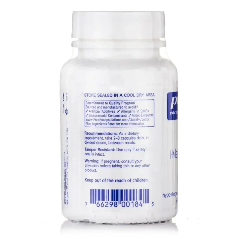 Метионин Pure Encapsulations (L-Methionine) 60 капсулМетионин Pure Encapsulations (L-Methionine) 60 капсул