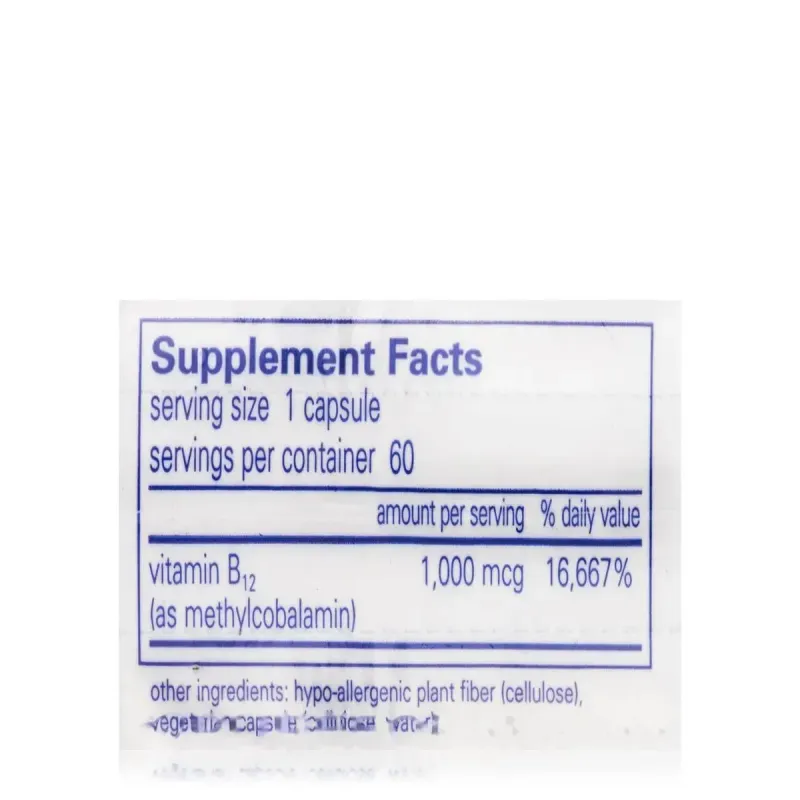 Вітамін В12 метилкобаламін Pure Encapsulations (Methylcobalamin Vitamin B12) 1000 мкг 60 капсулВітамін В12 метилкобаламін Pure Encapsulations (Methylcobalamin Vitamin B12) 1000 мкг 60 капсул