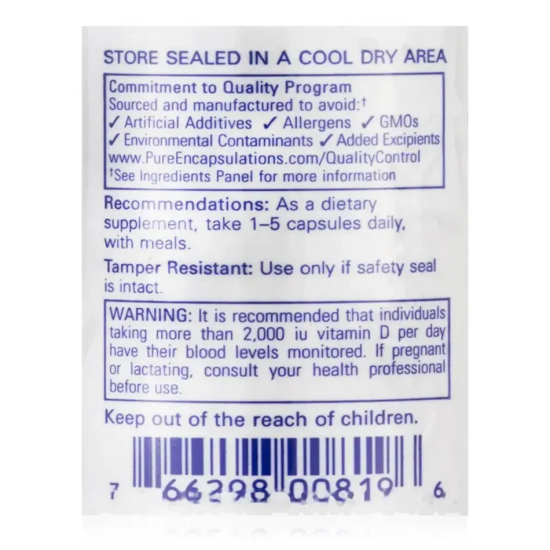 Вітамін Д3 Pure Encapsulations (Vitamin D3) 1000 МО 60 капсулВітамін D3 Pure Encapsulations (Vitamin D3) 1000 МО — 60 капсул