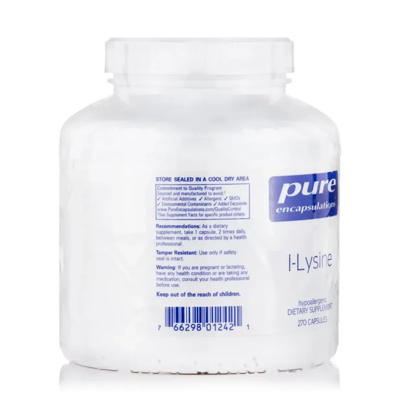 Лізин Pure Encapsulations (L-Lysine) 500 мг 270 капсулЛізин Pure Encapsulations (L-Lysine) 500 мг 270 капсул
