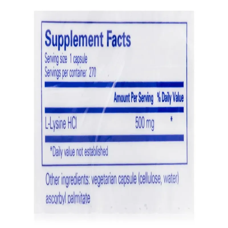 Лізин Pure Encapsulations (L-Lysine) 500 мг 270 капсулЛізин Pure Encapsulations (L-Lysine) 500 мг 270 капсул