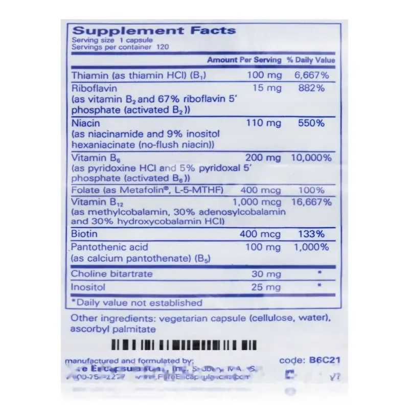 Вітамін B6 комплекс Pure Encapsulations (B6 Complex) 120 капсулВітамін B6 комплекс Pure Encapsulations (B6 Complex) 120 капсул