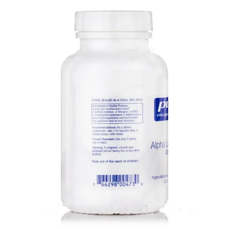 Альфа-ліпоєва кислота Pure Encapsulations (Alpha Lipoic Acid) 400 мг 120 капсулАльфа-ліпоєва кислота Pure Encapsulations (Alpha Lipoic Acid) 400 мг — 120 капсул
