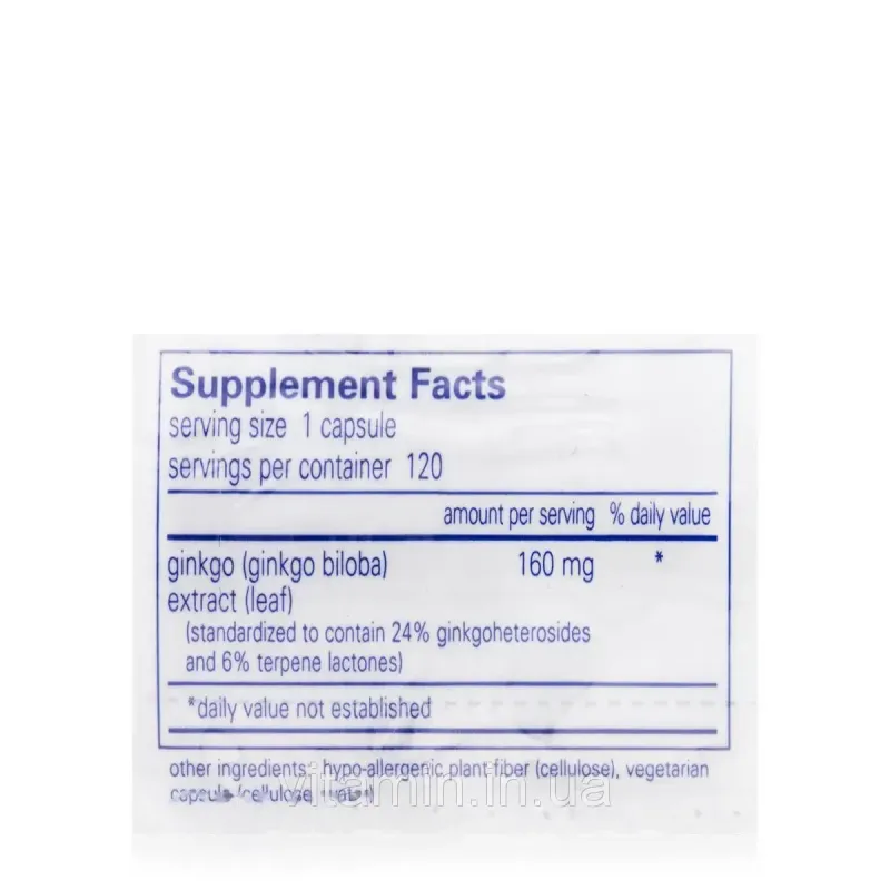 Гінкго білоба Pure Encapsulations (Ginkgo 50) 160 мг 120 капсулГінкго білоба Pure Encapsulations (Ginkgo 50) 160 мг 120 капсул
