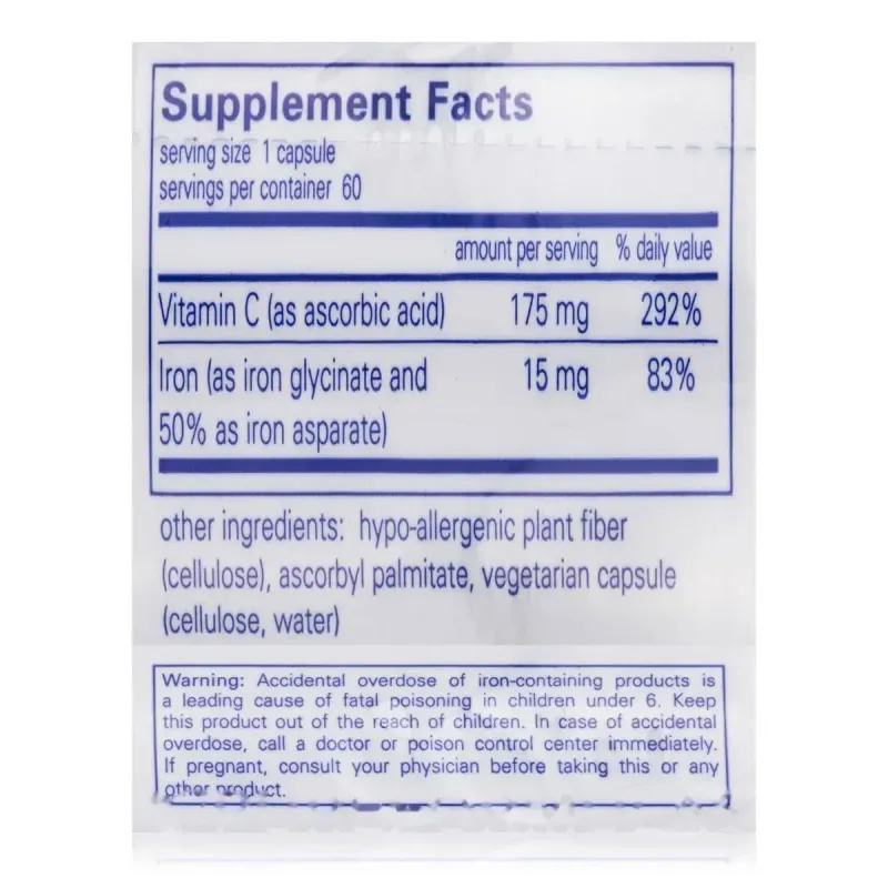 Залізо Pure Encapsulations (Iron-C) 60 капсулЗалізо Pure Encapsulations (Iron-C) 60 капсул