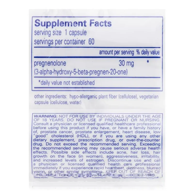 Прегенолон Pure Encapsulations (Pregnenolone) 30 мг 60 капсулПрегенолон Pure Encapsulations (Pregnenolone) 30 мг 60 капсул