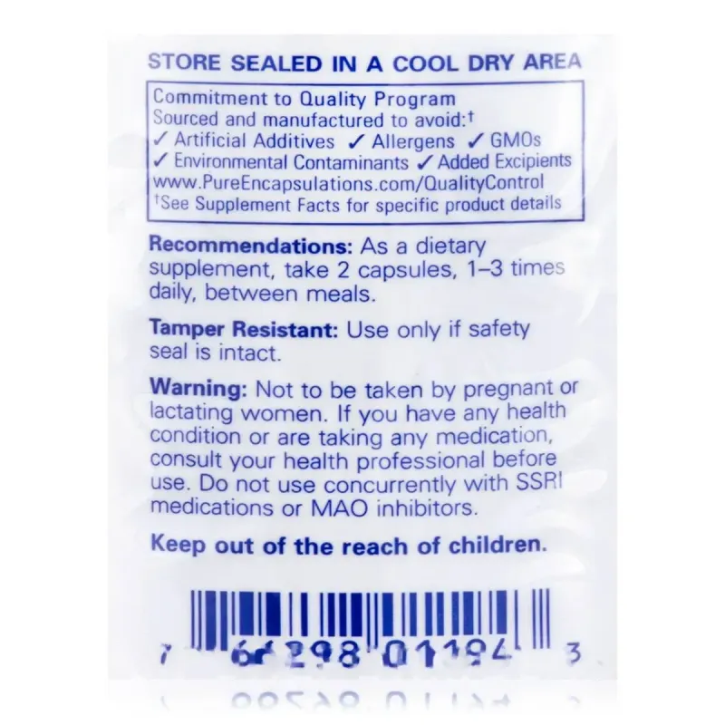 Триптофан Pure Encapsulations (L-Tryptophan) 90 капсулТриптофан Pure Encapsulations (L-Tryptophan) 90 капсул