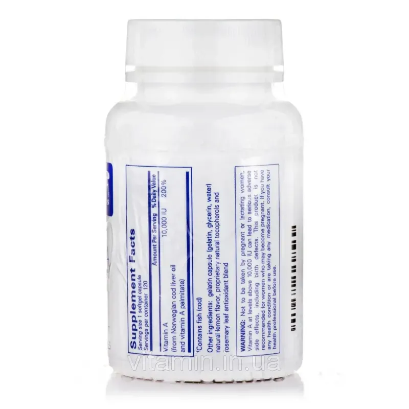 Вітамін А Pure Encapsulations (Vitamin A) 10000 МО 120 капсул