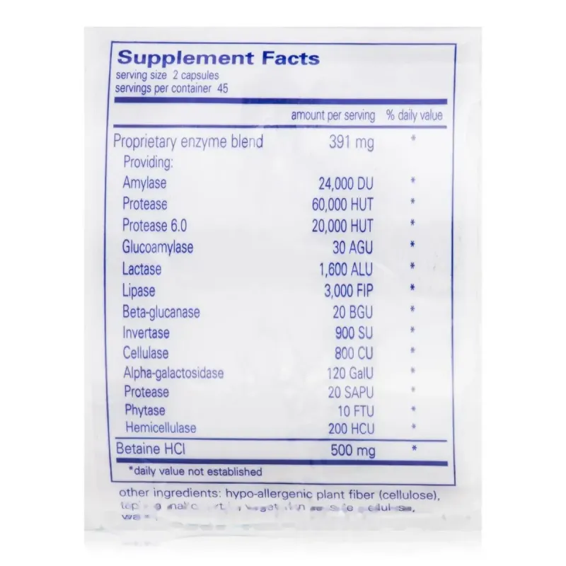 Пищеварительные ферменты с бетаином HCL Pure Encapsulations (Digestive Enzymes Ultra with Betaine HCL) 90 капсул