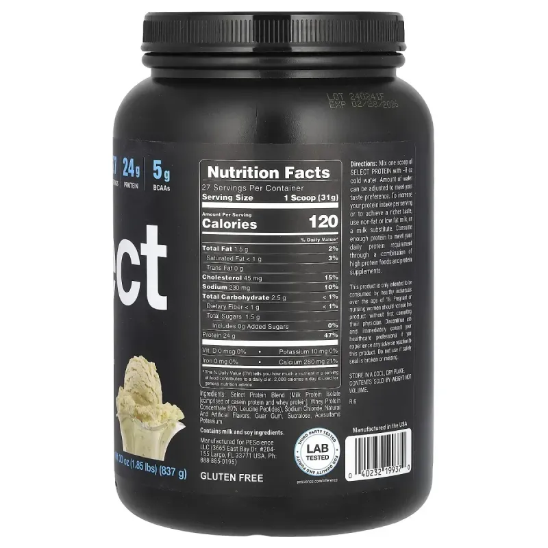 PEScience, Select Protein™ Powder Drink Mix, Gourmet Vanilla, 1.85 lbs (837 g)