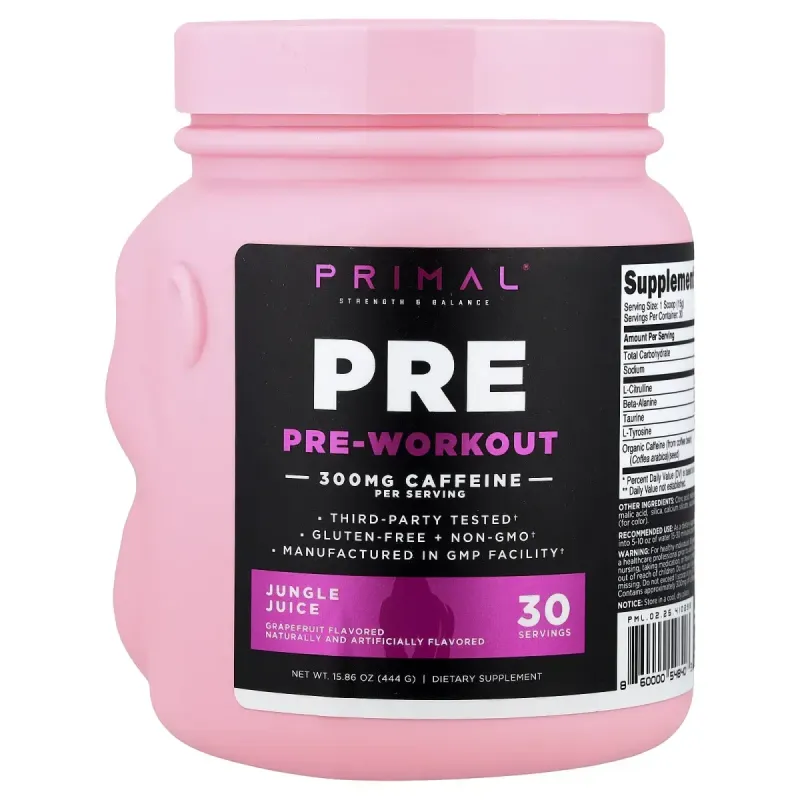 PrePrimal, Pre-Workout, Jungle Juice, 15.86 oz (444 g)PrePrimal Предтренировочный комплекс