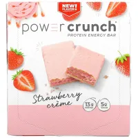 BNRG, Power Crunch Protein Energy Bar, клубничный крем, 12 батончиков по 1,4 унции (40 г) каждый