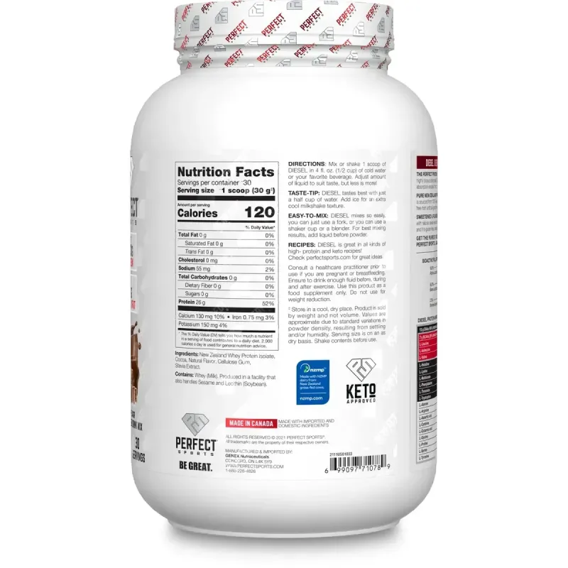 PERFECT Sports, Diesel, новозеландський ізолят сироватки, молочний шоколад, 908 г (2 фунти)