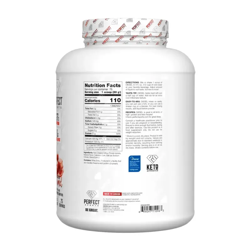 PERFECT Sports, Diesel, новозеландський ізолят сироватки, солона карамель, 2,27 кг (5 фунтів)