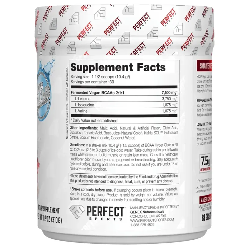 PERFECT Sports, BCAA Hyper Clear, Intense Watermelon Candy, 10.9 oz (310 g)