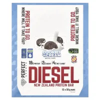 PERFECT Sports, Diesel, New Zealand Protein Bar, Cookies'n Cream, 12 Bars, 50 g EachPERFECT Sports Diesel новозеландський протеїновий батончик