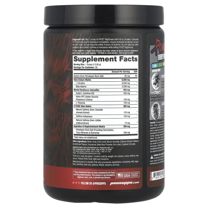 ProSupps, HYDE® Nightmare, Intense Energy Pre-Workout, Blood Berry, 14.35 oz (406.8 g)