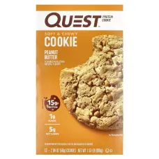 Білкове печиво, арахісова олія, Quest Nutrition, 12 штук, по 58 г кожна
