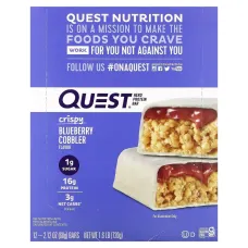 Quest Nutrition, Протеїновий батончик Hero, хрусткий чорничний коблер, 12 батончиків, 2,12 унції (60 г)