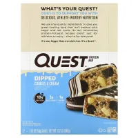Quest Nutrition, Протеїнові батончики, печиво і вершки, 12 батончиків, 50 г (1,76 унції) кожен
