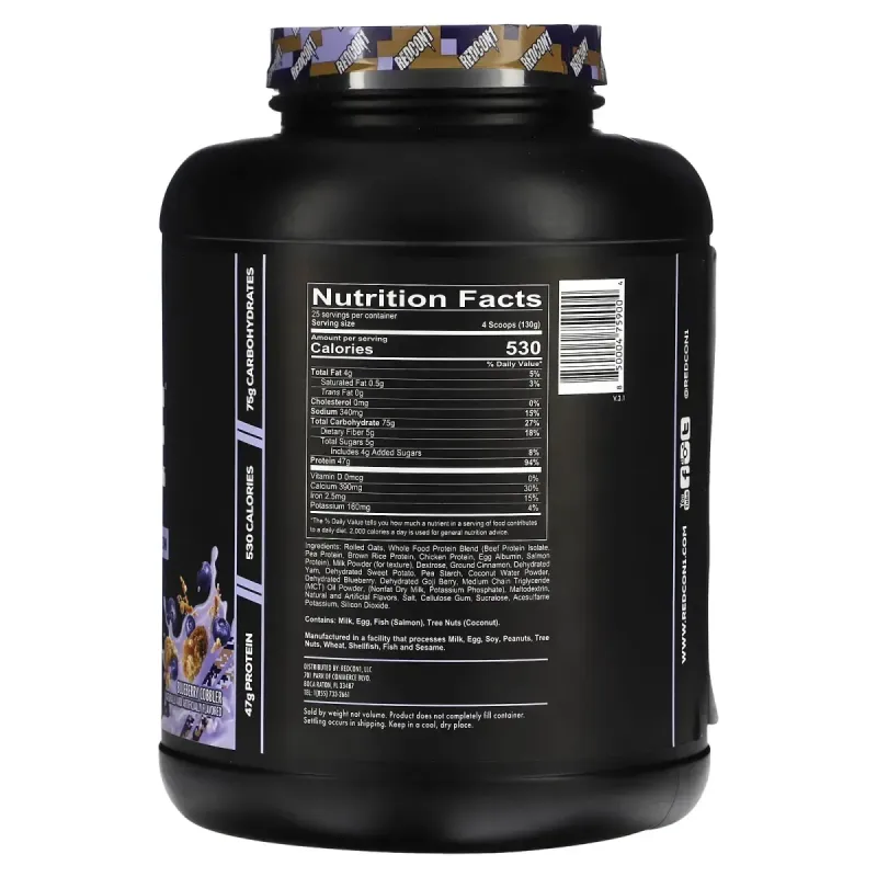 Redcon1, MRE, цільнохарчовий протеїн, лохина, 3250 г (7,16 фунта)