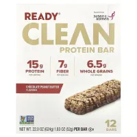Ready, Clean Protein Bar, шоколад із арахісовою пастою, 12 батончиків по 52 г (1,83 унції)