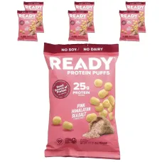 Ready, Protein Puffs, Pink Himalayan Sea Salt, 6 Bags, 3.1 oz (88 g) EachReady хрусткі протеїнові кульки