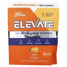 Real Ketones, Elevate, апельсин, 7 пакетиков, 12,3 г (0,43 унции) каждый