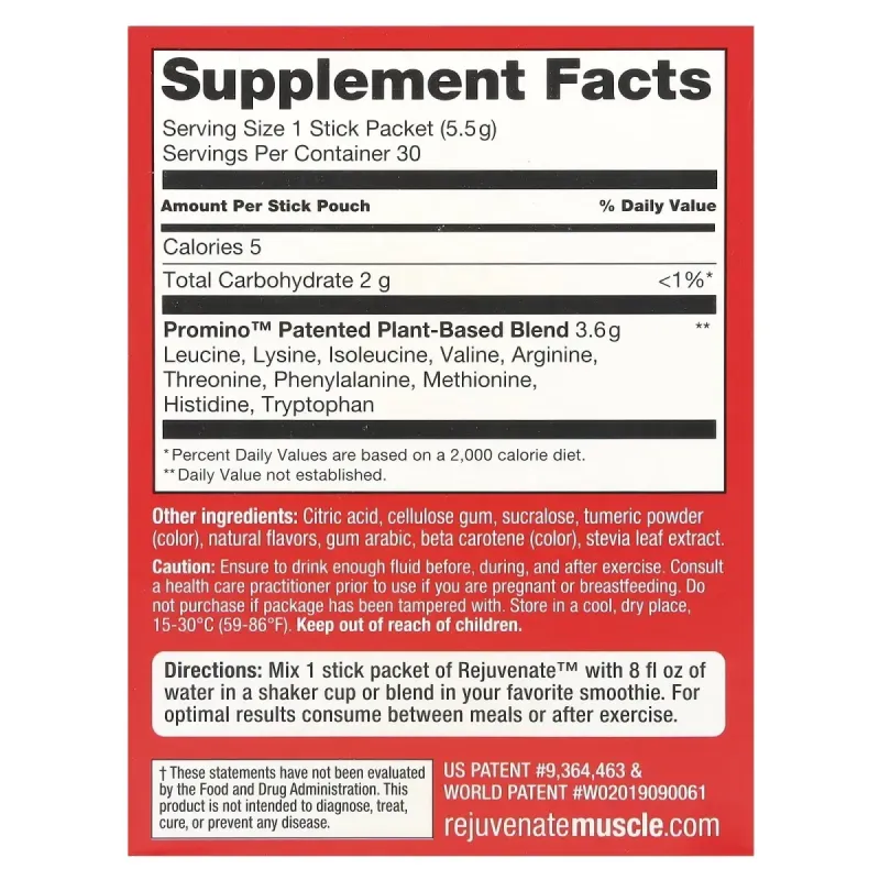 Rejuvenate Muscle Activator™, Drink Mix, Citrus Blast, 30 Stick Packets, 0.19 oz (5.5g) Each