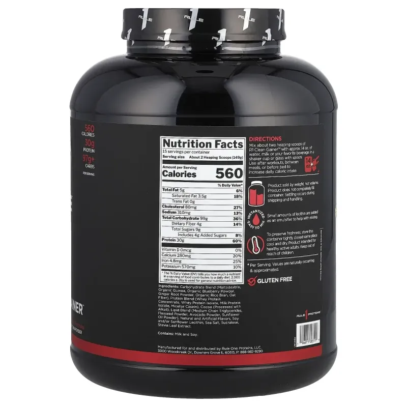 Rule One Proteins, Clean Gainer™, Chocolate Fudge, 4.93 lb (2.24 kg)