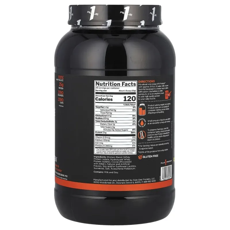 Rule One Proteins, R1 Protein Powder Drink Mix, Chocolate Fudge, 1.98 lb (896 g)