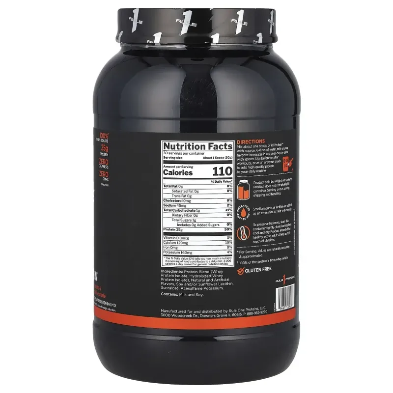Rule One Proteins, R1 Protein Powder Drink Mix, Vanilla Creme, 1.98 lb (900 g)