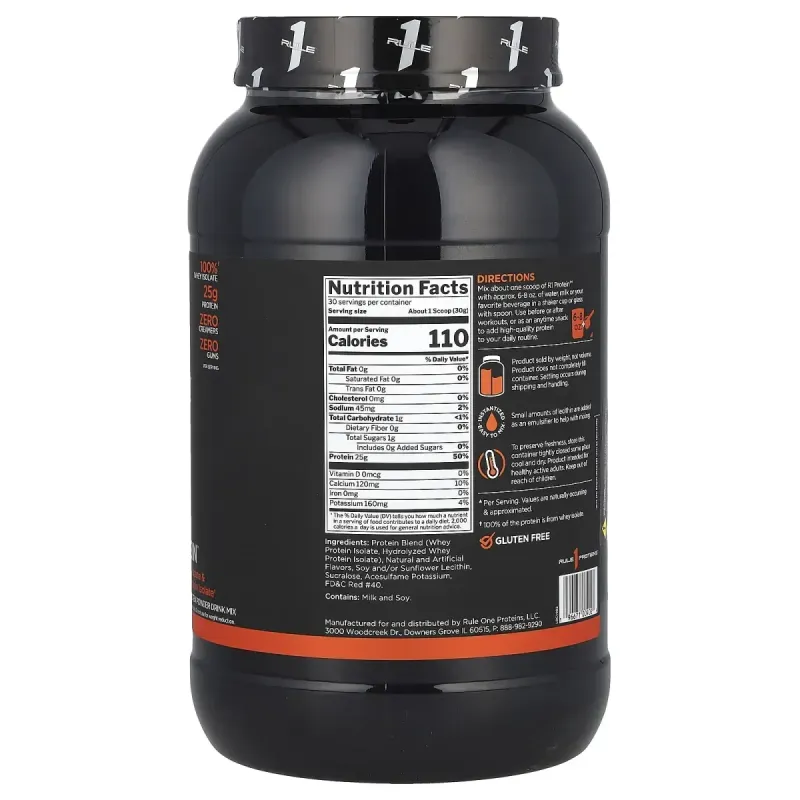 Rule One Proteins, R1 Protein Powder Drink Mix, Strawberries & Creme, 1.98 lb (900 g)