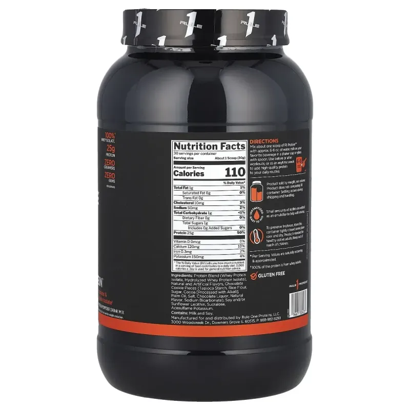 Rule One Proteins, R1 Protein Powder Drink Mix, Cookies & Creme, 1.98 lb (900 g)