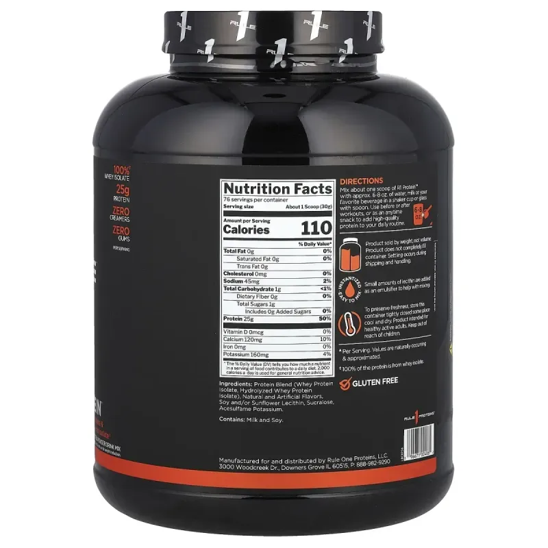 Rule One Proteins, R1 Protein Powder Drink Mix, Vanilla Creme, 5.03 lb (2.28 kg)