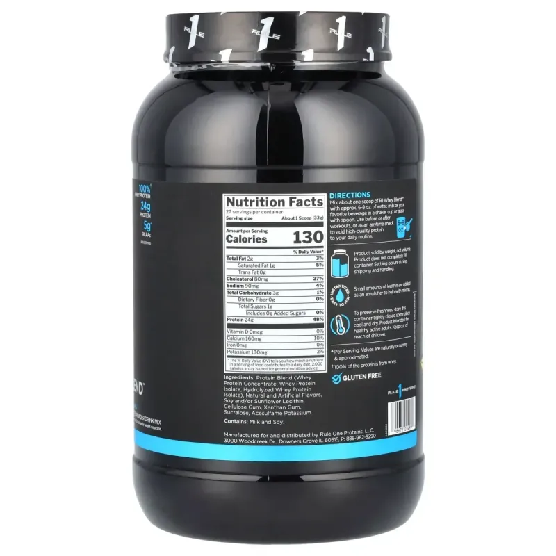 Rule One Proteins, Whey Blend, Protein Powder Drink Mix, Vanilla Ice Cream, 1.96 lb (891 g)