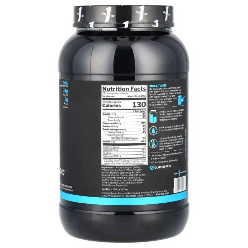 Rule One Proteins, Whey Blend, Protein Powder Drink Mix, Chocolate Fudge, 2.01 lb (910 g)