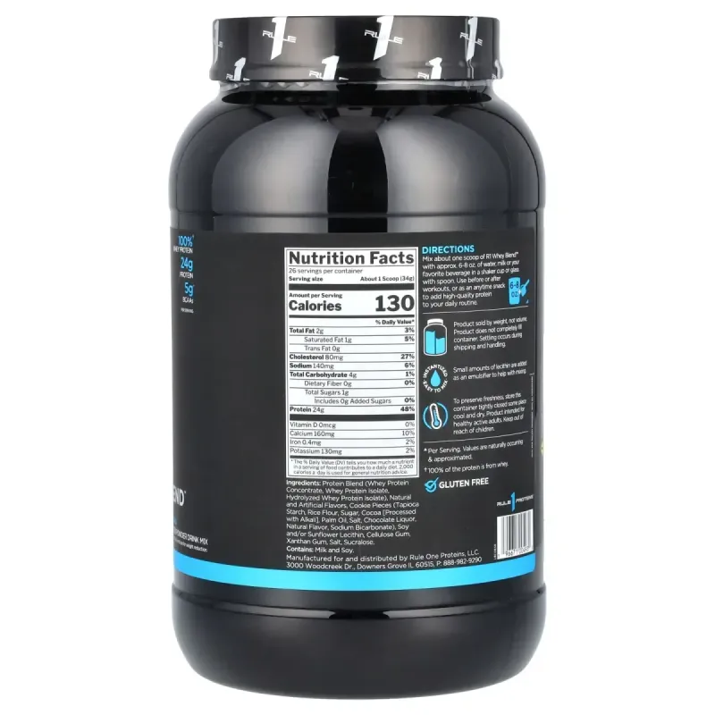 Rule One Proteins, Whey Blend, Protein Powder Drink Mix, Cookies & Creme, 1.95 lbs (884 g)