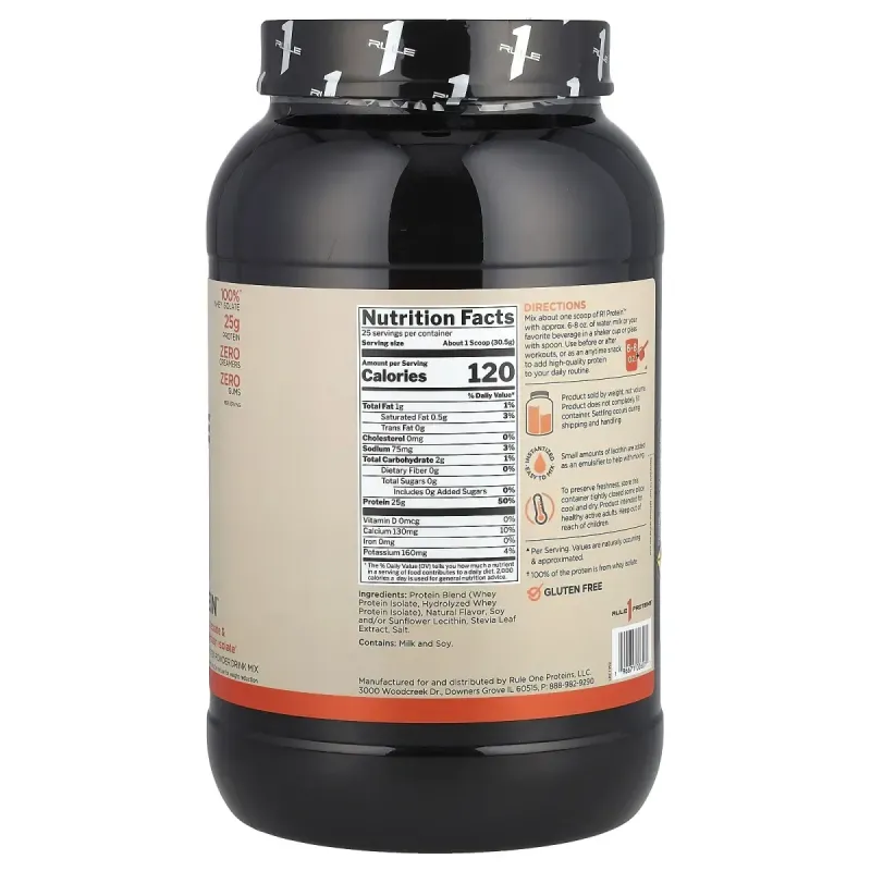 Rule One Proteins, R1 Protein Powder Drink Mix, Pure Vanilla, 1.68 lb (763 g)