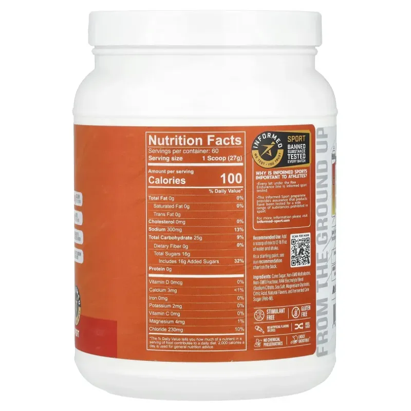 Raw Nutrition, Fuel, Premium Endurance Formula, Orange, 57.28 oz (1,620 g)