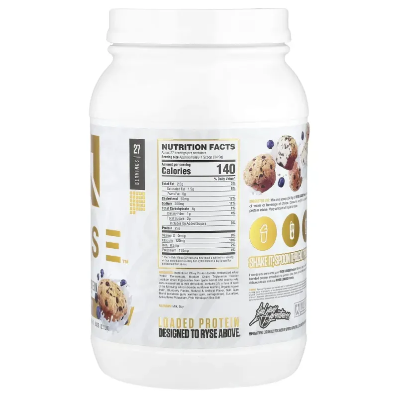 RYSE, Loaded Protein, Premium Whey Protein with MCTs, Blueberry Muffin , 2.1 lb (942 g)