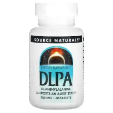 DL-Фенилаланин (DLPA), DL-Phenylalanine, Source Naturals, 750 мг, 60 таблеток